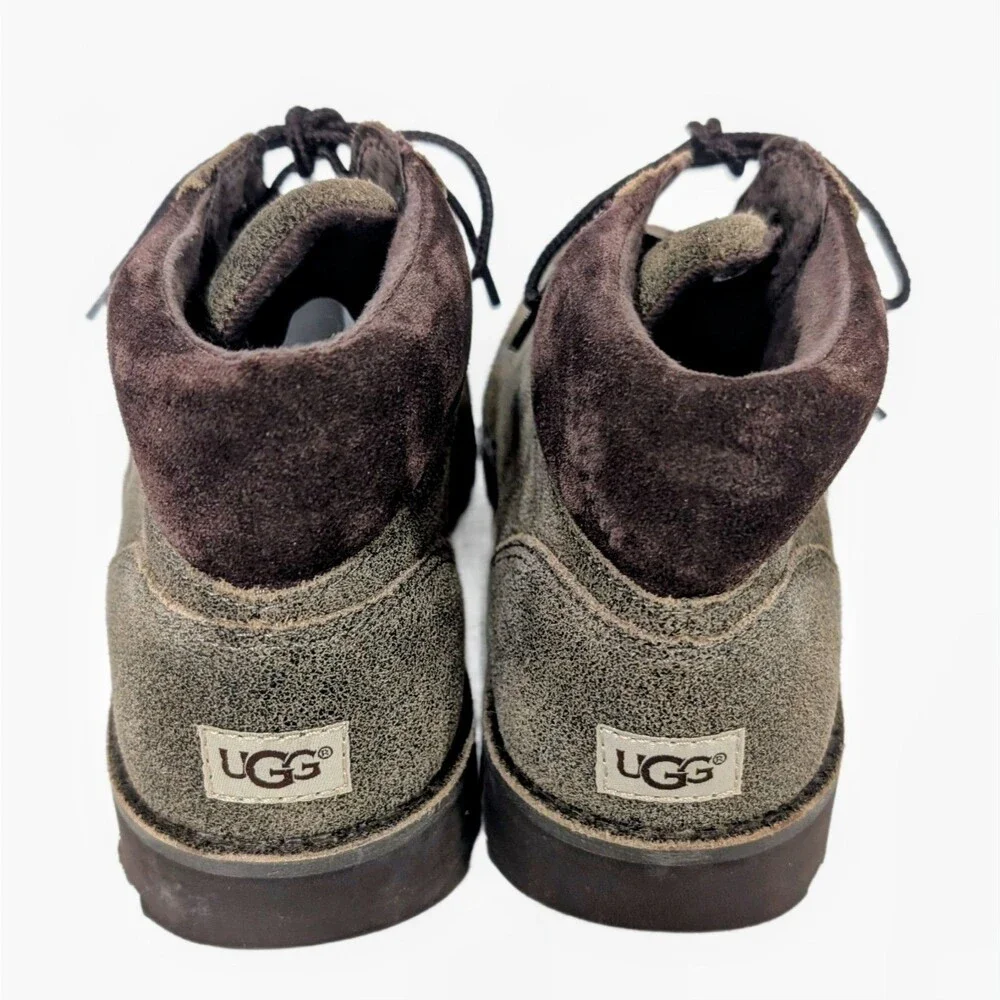 UGG Orin Bomber Leather Boots Shoes Lace Up Casual Kids Size 3 Brown 1013503K - Picture 5 of 7